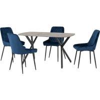 Athens Rectangular Dining Table with 4 Avery Chairs, Concrete Effect