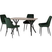 Athens Rectangular Dining Table with 4 Avery Chairs, Oak Effect