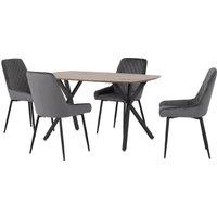 Athens Rectangular Dining Table with 4 Avery Chairs, Oak Effect