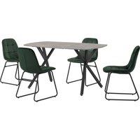 Athens Rectangular Dining Table with 4 Lukas Chairs, Concrete Effect