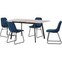 Avery Rectangular Extendable Dining Table with 4 Lukas Chairs