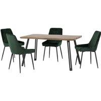 Quebec Wave Rectangular Dining Table with 4 Avery Chairs Green