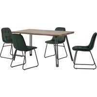 Quebec Wave Rectangular Dining Table with 4 Lukas Chairs Green
