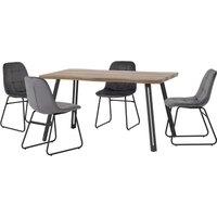 Quebec Wave Rectangular Dining Table with 4 Lukas Chairs Grey