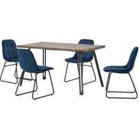 Quebec Wave Rectangular Dining Table with 4 Lukas Chairs Navy Blue