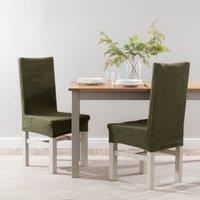 Boucle Dining Chair Cover Green