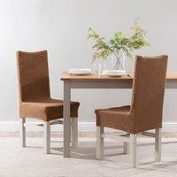 Boucle Dining Chair Cover Brown