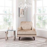 Crushed Velour Armchair Cover Mink Cream