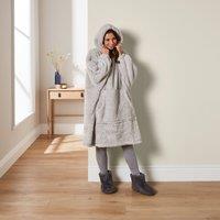 Dunelm Grey Oversized Blanket Hoodie, Size: 97cm x 98cm Teddy Silver