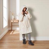 Dunelm Teddy Cream Oversized Blanket Hoodie, Size: 97cm x 98cm Cream Teddy