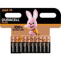Pack of 10 Duracell Plus Power AAA Batteries Black