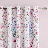 Watercoloured Floral Pink Blackout Eyelet Curtains Pink/White/Green