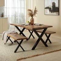 Ezra 6 Seater Rectangular Dining Table with 2 Benches