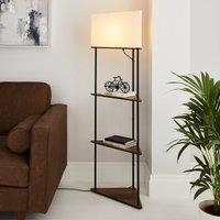 Fulton Corner Shelved Floor Lamp Rustic Pine Brown