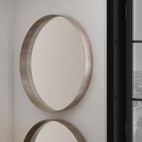 Round Wall Mirror, Grey Oak 74cm Grey
