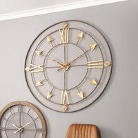 Antique Grey & Gold Large Skeleton Wall Clock