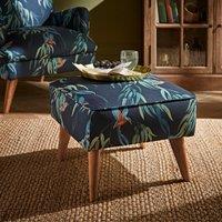 Marlow Footstool Kingfisher Print Blue