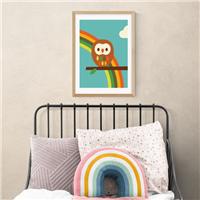 East End Prints Owl and Rainbow Print