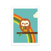 East End Prints Owl and Rainbow Print