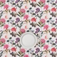 By the Metre Vintage Botanical Oil Cloth White/Pink