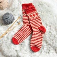 Wool Couture Striped Fair Isle Socks Knit Kit Red