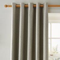 Churchgate Herringbone Stripe Olive Eyelet Curtains Green