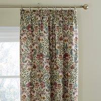 Ruskin Natural Pencil Pleat Curtains Cream/Pink/Green