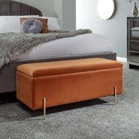 Mystica Velour Ottoman Storage Bench Russet