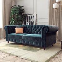 Felix Velvet Chesterfield Sofa Bed Blue