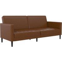 Liam Faux Leather Clic Clac Camel Double Sofa Bed