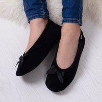 totes Isotoner Terry Ladies Ballet Slippers Black