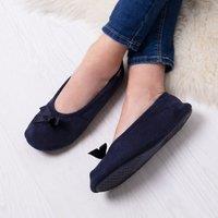 totes Isotoner Terry Ladies Ballet Slippers Navy