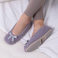 totes Isotoner Popcorn Ladies Ballet Slippers Grey