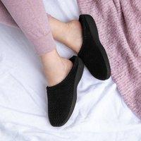 totes Isotoner Popcorn Ladies Mule Slippers Black