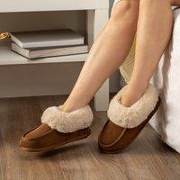 totes Isotoner Real Suede Ladies Slipper Booties Tan