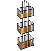 Black & Bamboo Free Standing 3 Tier Storage Caddy