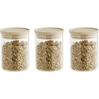 Set of 3 Air Seal Round Glass Storage Jars Clear