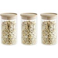 Set of 3 Air Seal Round Glass Storage Jars Clear