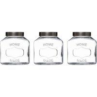 Set of 3 Home Made Glass Storage Jars Clear