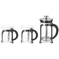 600ml Cafetiere & Glass Set Silver