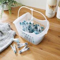 Pack of 50 Soft Grip Plastic Pegs in Basket Green/Blue