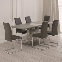 Argenta 6 Seater Rectangular Extendable Dining Table, Grey Grey