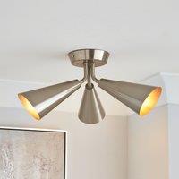 Cone 3 Light Ceiling Fitting Silver