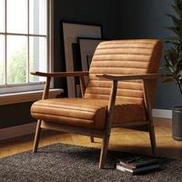 Quinn Faux Leather Wooden Arm Accent Chair