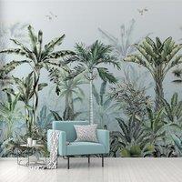 Tropical Oasis Mural Green/White
