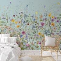 Spring Flowers Mural Blue/Green/Yellow
