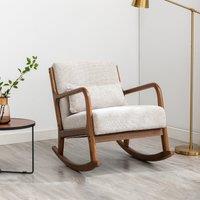 Khali Chenille Wooden Arm Rocking Chair