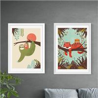 Set of 2 East End Prints Sloth & Tiger Prints