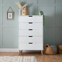 Obaby Maya Tall 5 Drawer Chest, White