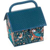 Hobby Gift Aviary Bird House Medium Sewing Box Teal Green/Orange/Yellow